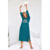 Ekouaer Nightgowns for Women Cotton Nightgown Long Sleeve Hooded Night Gown Contrast Color Full Length Loungewear with Pocket(Blue Green Rainbow)
