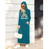 Ekouaer Nightgowns for Women Cotton Nightgown Long Sleeve Hooded Night Gown Contrast Color Full Length Loungewear with Pocket(Blue Green Rainbow)