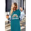 Ekouaer Nightgowns for Women Cotton Nightgown Long Sleeve Hooded Night Gown Contrast Color Full Length Loungewear with Pocket(Blue Green Rainbow)