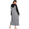 Ekouaer Nightgowns for Women Cotton Nightgown Long Sleeve Hooded Night Gown Contrast Color Full Length Loungewear with Pocket(Dark Grey)