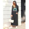 Ekouaer Nightgowns for Women Cotton Nightgown Long Sleeve Hooded Night Gown Contrast Color Full Length Loungewear with Pocket(Dark Grey Rainbow)