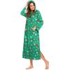 Ekouaer Nightgowns for Women Cotton Nightgown Long Sleeve Hooded Night Gown Contrast Color Full Length Loungewear with Pocket(Green Christmas Pattern)