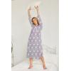 Ekouaer Nightgowns for Women Cotton Nightgown Long Sleeve Hooded Night Gown Contrast Color Full Length Loungewear with Pocket(Grey Pink Stras)