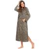 Ekouaer Nightgowns for Women Cotton Nightgown Long Sleeve Hooded Night Gown Contrast Color Full Length Loungewear with Pocket(Leopard)