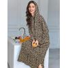 Ekouaer Nightgowns for Women Cotton Nightgown Long Sleeve Hooded Night Gown Contrast Color Full Length Loungewear with Pocket(Leopard)
