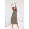 Ekouaer Nightgowns for Women Cotton Nightgown Long Sleeve Hooded Night Gown Contrast Color Full Length Loungewear with Pocket(Leopard)
