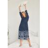 Ekouaer Nightgowns for Women Cotton Nightgown Long Sleeve Hooded Night Gown Contrast Color Full Length Loungewear with Pocket(Navy Dot)