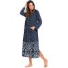 Ekouaer Nightgowns for Women Cotton Nightgown Long Sleeve Hooded Night Gown Contrast Color Full Length Loungewear with Pocket(Navy Dot)