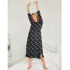 Ekouaer Nightgowns for Women Cotton Nightgown Long Sleeve Hooded Night Gown Contrast Color Full Length Loungewear with Pocket(Navy Flowers)