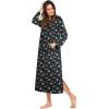 Ekouaer Nightgowns for Women Cotton Nightgown Long Sleeve Hooded Night Gown Contrast Color Full Length Loungewear with Pocket(Navy Flowers)