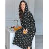 Ekouaer Nightgowns for Women Cotton Nightgown Long Sleeve Hooded Night Gown Contrast Color Full Length Loungewear with Pocket(Navy Flowers)