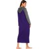 Ekouaer Nightgowns for Women Cotton Nightgown Long Sleeve Hooded Night Gown Contrast Color Full Length Loungewear with Pocket(Purple)