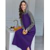 Ekouaer Nightgowns for Women Cotton Nightgown Long Sleeve Hooded Night Gown Contrast Color Full Length Loungewear with Pocket(Purple)