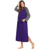 Ekouaer Nightgowns for Women Cotton Nightgown Long Sleeve Hooded Night Gown Contrast Color Full Length Loungewear with Pocket(Purple)