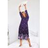 Ekouaer Nightgowns for Women Cotton Nightgown Long Sleeve Hooded Night Gown Contrast Color Full Length Loungewear with Pocket(Purple Flower)