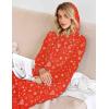 Ekouaer Nightgowns for Women Cotton Nightgown Long Sleeve Hooded Night Gown Contrast Color Full Length Loungewear with Pocket(Red Christmas Print)