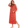 Ekouaer Nightgowns for Women Cotton Nightgown Long Sleeve Hooded Night Gown Contrast Color Full Length Loungewear with Pocket(Red Christmas Print)