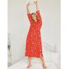 Ekouaer Nightgowns for Women Cotton Nightgown Long Sleeve Hooded Night Gown Contrast Color Full Length Loungewear with Pocket(Red Christmas Print)