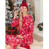 Ekouaer Nightgowns for Women Cotton Nightgown Long Sleeve Hooded Night Gown Contrast Color Full Length Loungewear with Pocket(Red Snowflake)