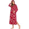 Ekouaer Nightgowns for Women Cotton Nightgown Long Sleeve Hooded Night Gown Contrast Color Full Length Loungewear with Pocket(Red Snowflake)