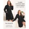 Ekouaer Plus Size Robes for Women Lightweight Bathrobe V Neck Kimono Loungewear Soft Maternity Robes with Pockets 1X-5X(Black)