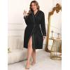 Ekouaer Plus Size Robes for Women Lightweight Bathrobe V Neck Kimono Loungewear Soft Maternity Robes with Pockets 1X-5X(Black)