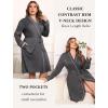 Ekouaer Plus Size Robes for Women Lightweight Bathrobe V Neck Kimono Loungewear Soft Maternity Robes with Pockets 1X-5X(Dark Gray)