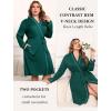 Ekouaer Plus Size Robes for Women Lightweight Bathrobe V Neck Kimono Loungewear Soft Maternity Robes with Pockets 1X-5X(Lake Green)