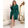 Ekouaer Plus Size Robes for Women Lightweight Bathrobe V Neck Kimono Loungewear Soft Maternity Robes with Pockets 1X-5X(Lake Green)