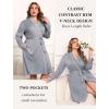 Ekouaer Plus Size Robes for Women Lightweight Bathrobe V Neck Kimono Loungewear Soft Maternity Robes with Pockets 1X-5X(Light Gray)