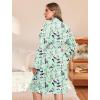Ekouaer Plus Size Robes for Women Lightweight Bathrobe V Neck Kimono Loungewear Soft Maternity Robes with Pockets 1X-5X(Light Green Flowers)