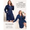 Ekouaer Plus Size Robes for Women Lightweight Bathrobe V Neck Kimono Loungewear Soft Maternity Robes with Pockets 1X-5X(Navy Blue)
