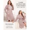 Ekouaer Plus Size Robes for Women Lightweight Bathrobe V Neck Kimono Loungewear Soft Maternity Robes with Pockets 1X-5X(Pink)