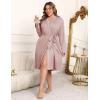 Ekouaer Plus Size Robes for Women Lightweight Bathrobe V Neck Kimono Loungewear Soft Maternity Robes with Pockets 1X-5X(Pink)