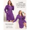 Ekouaer Plus Size Robes for Women Lightweight Bathrobe V Neck Kimono Loungewear Soft Maternity Robes with Pockets 1X-5X(Purple)