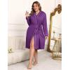 Ekouaer Plus Size Robes for Women Lightweight Bathrobe V Neck Kimono Loungewear Soft Maternity Robes with Pockets 1X-5X(Purple)