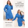 Ekouaer Plus Size Robes for Women Lightweight Bathrobe V Neck Kimono Loungewear Soft Maternity Robes with Pockets 1X-5X(Sky Blue)