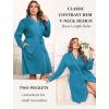 Ekouaer Plus Size Robes for Women Lightweight Bathrobe V Neck Kimono Loungewear Soft Maternity Robes with Pockets 1X-5X(Teal)