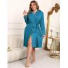 Ekouaer Plus Size Robes for Women Lightweight Bathrobe V Neck Kimono Loungewear Soft Maternity Robes with Pockets 1X-5X(Teal)