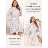 Ekouaer Plus Size Robes for Women Lightweight Bathrobe V Neck Kimono Loungewear Soft Maternity Robes with Pockets 1X-5X(White/Pink Flowers)