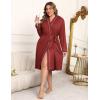 Ekouaer Plus Size Robes for Women Lightweight Bathrobe V Neck Kimono Loungewear Soft Maternity Robes with Pockets 1X-5X(Wine Red)