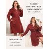 Ekouaer Plus Size Robes for Women Lightweight Bathrobe V Neck Kimono Loungewear Soft Maternity Robes with Pockets 1X-5X(Wine Red)