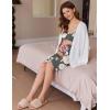 Ekouaer Robe Sets for Women 2 Pieces Nightgown Long Sleeves Bathrobe Soft Sleepwear 2025 S-2XL(Grey Pink Floral)