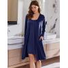 Ekouaer Robe Sets for Women 2 Pieces Nightgown Long Sleeves Bathrobe Soft Sleepwear 2025 S-2XL(Navy Blue)