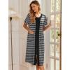 Ekouaer Robes For Women Zipper Front Bathrobe Short Sleeve House Coat Long Nightgown With Pockets Soft Loungewear(Black)