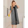 Ekouaer Robes For Women Zipper Front Bathrobe Short Sleeve House Coat Long Nightgown With Pockets Soft Loungewear(Black)