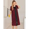 Ekouaer Robes For Women Zipper Front Bathrobe Short Sleeve House Coat Long Nightgown With Pockets Soft Loungewear(Black&red)