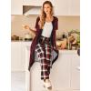 Ekouaer Robes For Women Zipper Front Bathrobe Short Sleeve House Coat Long Nightgown With Pockets Soft Loungewear(Black&red)