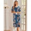 Ekouaer Robes For Women Zipper Front Bathrobe Short Sleeve House Coat Long Nightgown With Pockets Soft Loungewear(Flower Print 3)