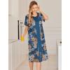 Ekouaer Robes For Women Zipper Front Bathrobe Short Sleeve House Coat Long Nightgown With Pockets Soft Loungewear(Flower Print 3)